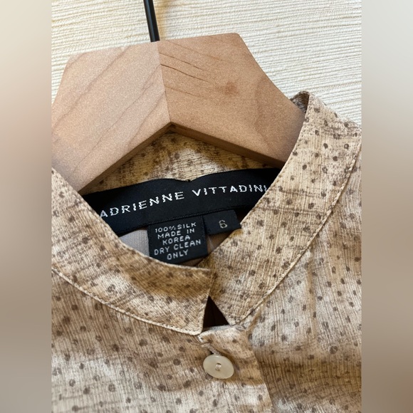 Adrienne Vittadini Dress - Women's 6 Tan - Silk Beige Brown Sleeveless Maxi - Picture 7 of 10